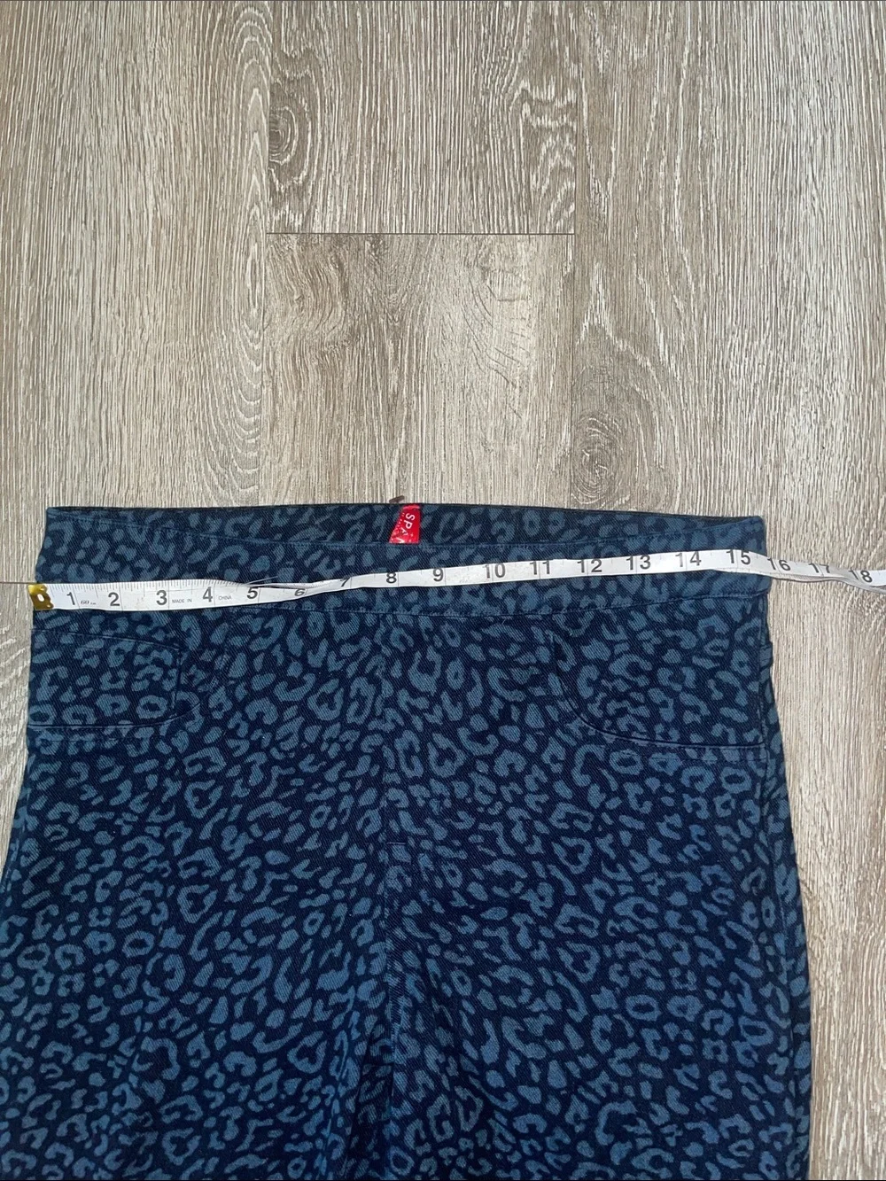 SPANX Navy Blue Leopard-Print Ponte Ankle Pants stretchy animal print large